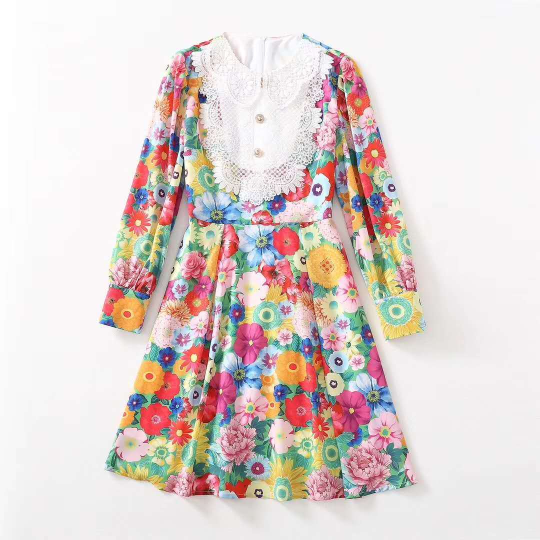 Casual Dresses European and American women' clothing New Style for Spring Long sleeve lace Mosaic flower print Fashion dress QHYJ, Multi
Casual Dresses European and American women' clothing New Style for Spring Long sleeve lace Mosaic flower print Fashion dress QHYJ, Multi