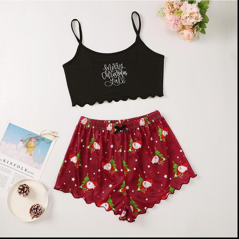 Casual Merry Christmas Letter Womens Sleepwears Santa Claus Cartoon Print Camis Shorts Women Sets Pajama Dropshipping, Black;red
Casual Merry Christmas Letter Womens Sleepwears Santa Claus Cartoon Print Camis Shorts Women Sets Pajama Dropshipping, Black;red