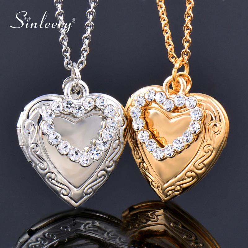 Pendant Necklaces SINLEERY Po Frame Open Heart Necklace For Women Gold Silver Color Neck Chain Birthday Gifts XL212 SSK
Pendant Necklaces SINLEERY Po Frame Open Heart Necklace For Women Gold Silver Color Neck Chain Birthday Gifts XL212 SSK
