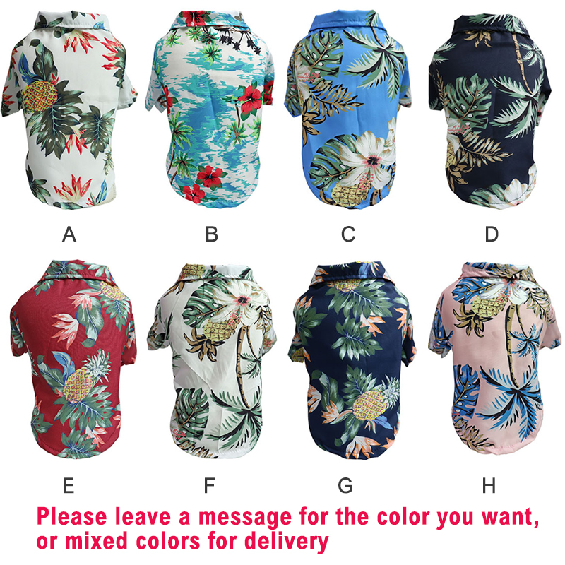 Hawaii Style Printed Dog Apparel Dogs Clothes Cat French Bulldog Bichon Hiromi Teddy Pet Summer Tshirt Clothing Puppy Short Sleeve YL0324