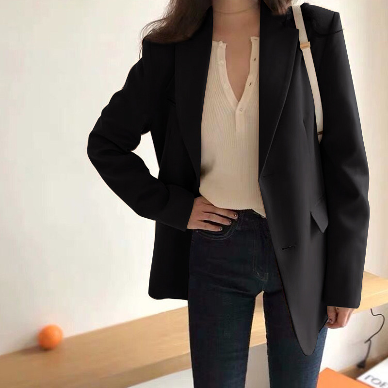 Women Blazer Spring Casual Pockets Jackets Female Retro Suits Coat Feminino blazers 210524