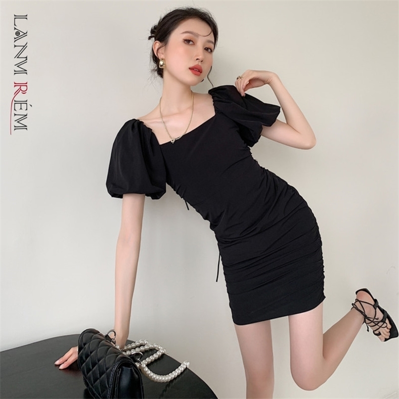 Women Dress Puff Sleeve Square Collar Backless Bandage Dresses Temperament Loose Fit Fashion Summer 2H278 210526, Black
Women Dress Puff Sleeve Square Collar Backless Bandage Dresses Temperament Loose Fit Fashion Summer 2H278 210526, Black