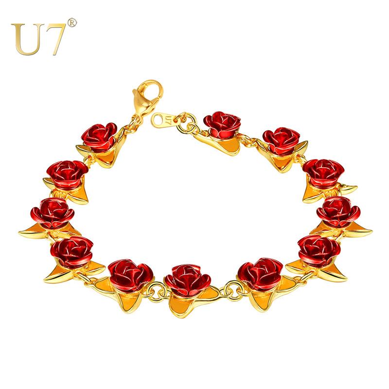 Link, Chain U7 Bracelet Red Rose Flowers Wrist Charm Valentine's Day Gift For Women Wedding Party Jewelry Bridesmaid Bracelets H1047, Black
Link, Chain U7 Bracelet Red Rose Flowers Wrist Charm Valentine's Day Gift For Women Wedding Party Jewelry Bridesmaid Bracelets H1047, Black