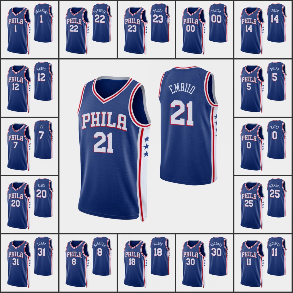 Philadelphia 76ers''Men Shaquille Harrison Ben Simmons Joel Embiid Tobias Harris Tyrese Maxey 75th Anniversary Diamond Custom Royal Jersey, Black
Philadelphia 76ers''Men Shaquille Harrison Ben Simmons Joel Embiid Tobias Harris Tyrese Maxey 75th Anniversary Diamond Custom Royal Jersey, Black