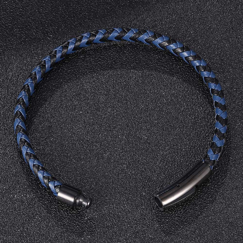 Fashion Jewelry Multicolor Men Women Braid Leather Bracelet Bangle with Titanium Steel Clasp