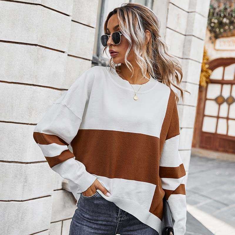 Fashion Patchwork Women Sweater Casual Loose Long Sleeve Spring Autumn Female Pullovers W647 210526
Fashion Patchwork Women Sweater Casual Loose Long Sleeve Spring Autumn Female Pullovers W647 210526