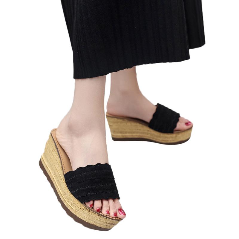 Casual Women's Slippers Summer High-Heeled Shoes Wedges Beach Shoe Fashion Solid Color Female Outside Flock, Pink
Casual Women's Slippers Summer High-Heeled Shoes Wedges Beach Shoe Fashion Solid Color Female Outside Flock, Pink