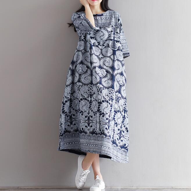 Summer Print Party Dress Women Elegant Button Down Long Shirt Dress Casual Long Sleeve Maxi Beach Dress Y0118