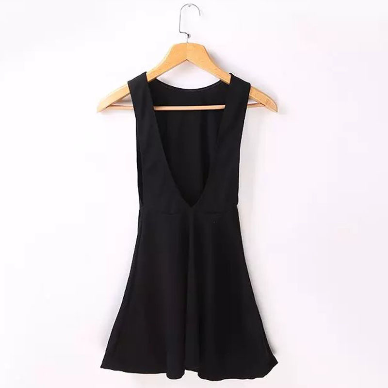 Sexy Slim Backless Round Neck Sleeveless Dress Women's Vintage Simple and Stylish Female Chic Mini Dresses 210507