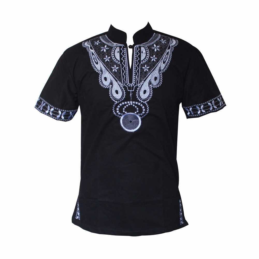 Dashikiage Dashiki Men Shirt African Haute Tribal Blouse Embroidered Ankara T-shirt 210629