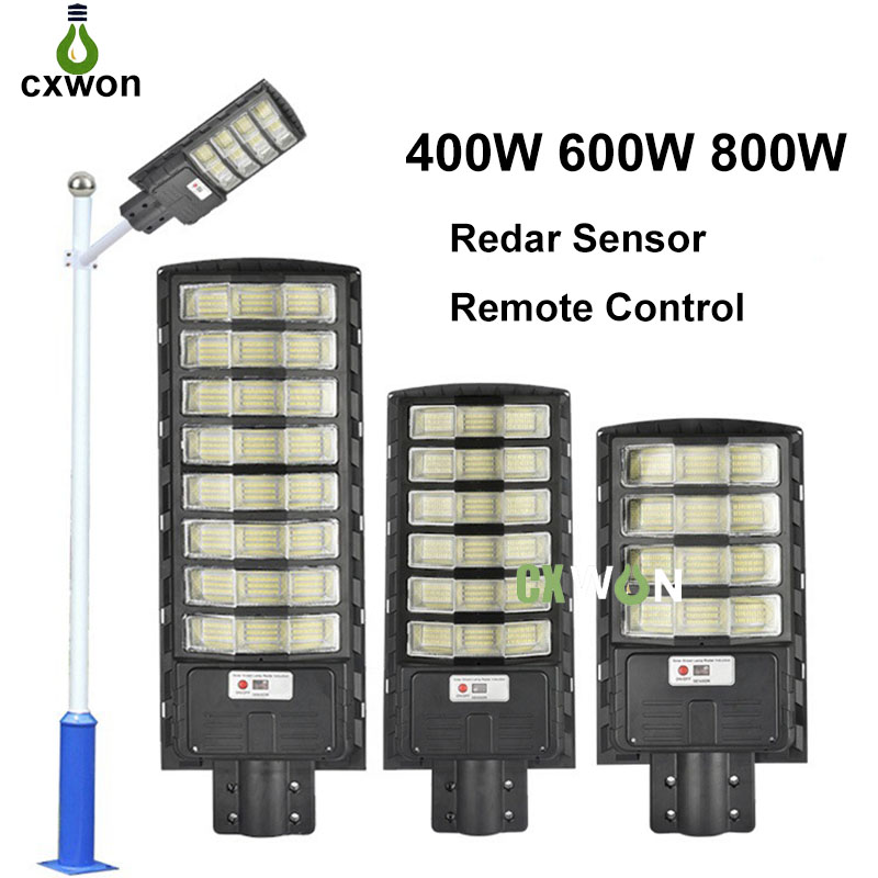 Integration 400W 600W 800W LED Street Lights Outdoor Solar Lamp with Remote Control IP65 Waterproof Redar Motion Sensor 6500K Daylight Flood Light for Yard Garden
Integration 400W 600W 800W LED Street Lights Outdoor Solar Lamp with Remote Control IP65 Waterproof Redar Motion Sensor 6500K Daylight Flood Light for Yard Garden