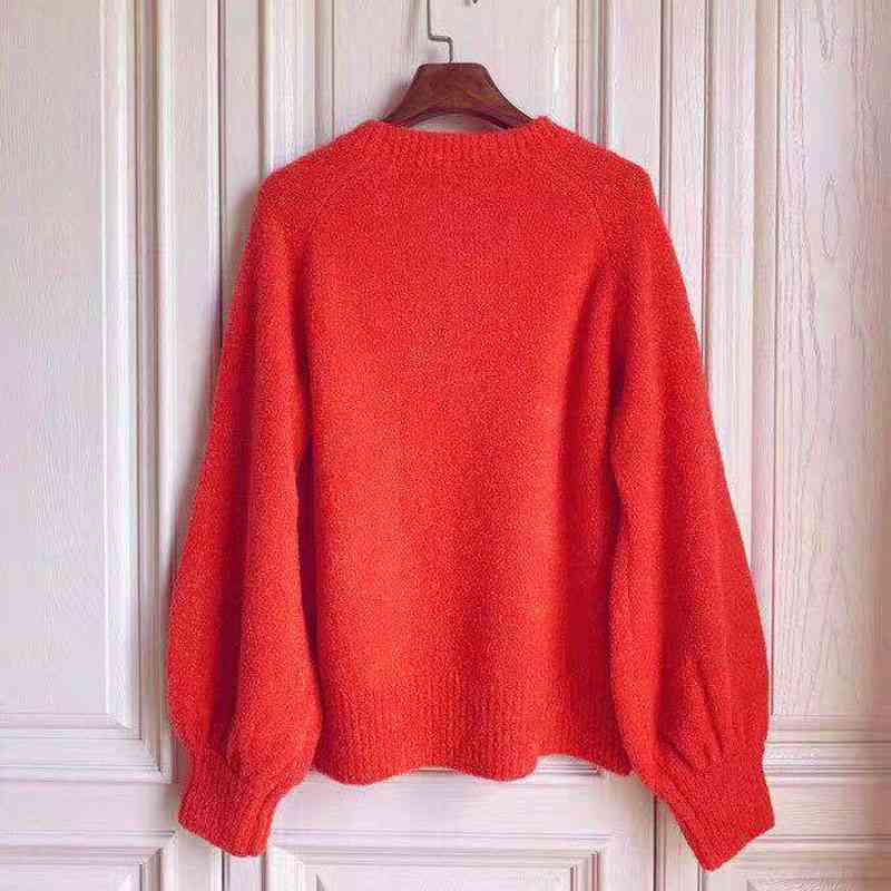 o -neck latter cacaul sweater women 210421