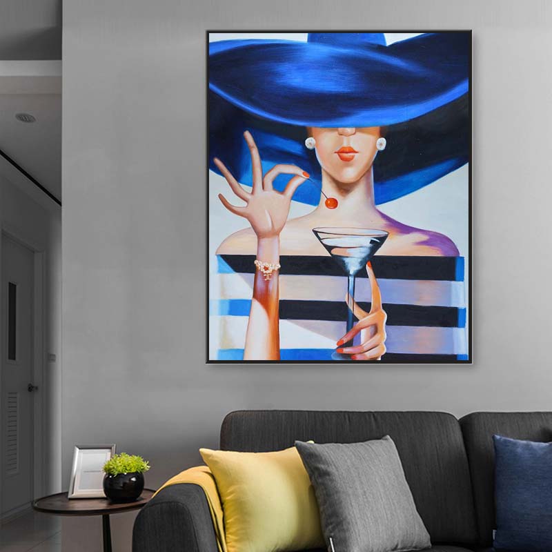 Drinking Woman Canvas Painting Character Oil Painting Prints Wall Art Posters and Prints Cuadros Wall Picture For Bedroom Decor