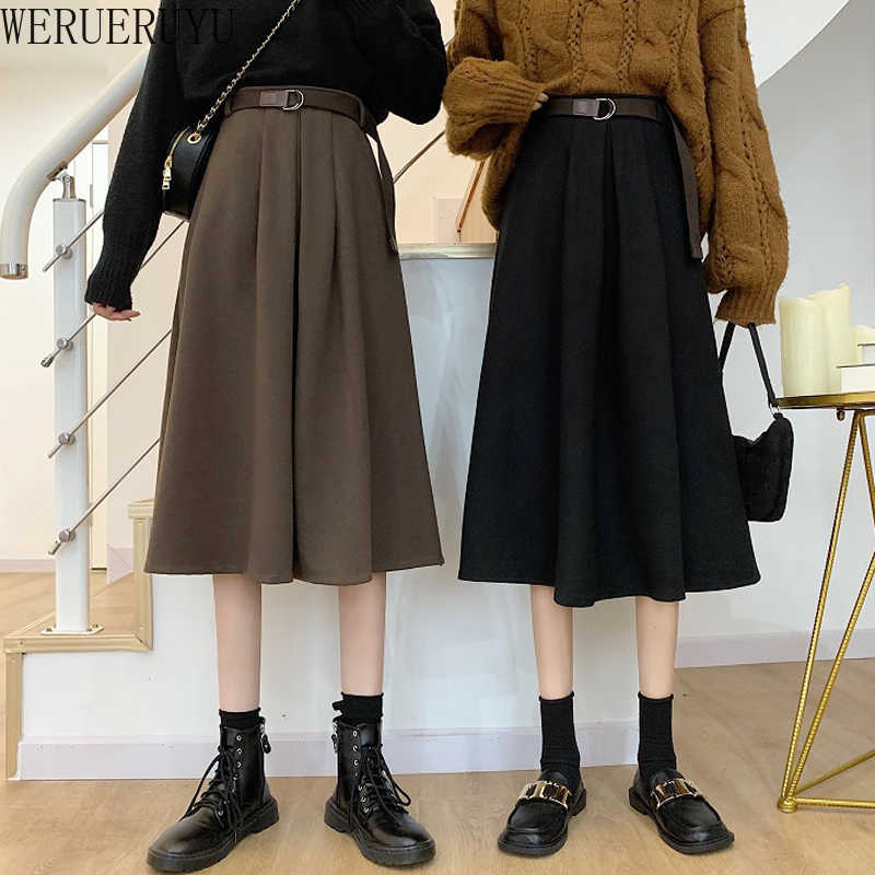 WERUERUYU Winter Woolen Women's Skirts with Belt Fashionable Office Ladies High Waist Elegant Midi Skirts Female 210608, Photo color
WERUERUYU Winter Woolen Women's Skirts with Belt Fashionable Office Ladies High Waist Elegant Midi Skirts Female 210608, Photo color