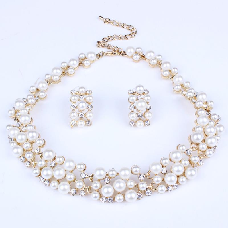 Earrings & Necklace Fashion Pearl Jewelry Sets For Women African Beads Set Gold Wedding Crystal Bridal Dubai Jewelery Costume, Silver
Earrings & Necklace Fashion Pearl Jewelry Sets For Women African Beads Set Gold Wedding Crystal Bridal Dubai Jewelery Costume, Silver