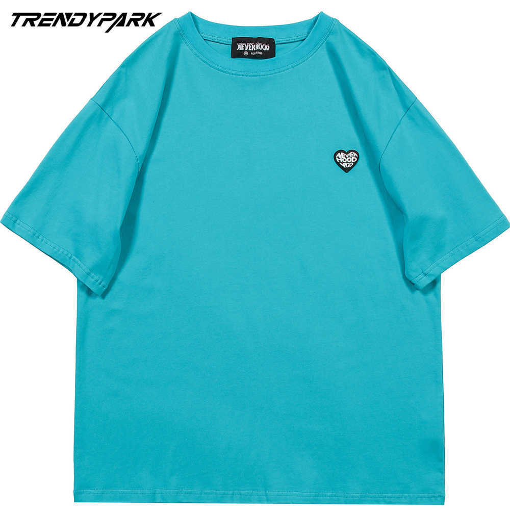 Men's Hip Hop Streetwear T-Shirt Rubber Heart T Shirt Harajuku Cotton Casual Tshirt Summer Short Sleeve Oversize Tops 210601