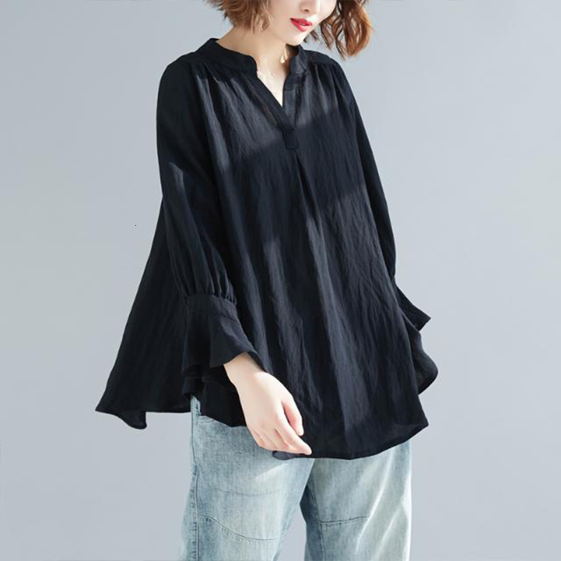 Women's Blouses & Shirts Autumn Korea Fashion Women Long Sleeve Loose V-neck Casual Ruffles Big Size Femme Tops Blusas M224 D069, Black
Women's Blouses & Shirts Autumn Korea Fashion Women Long Sleeve Loose V-neck Casual Ruffles Big Size Femme Tops Blusas M224 D069, Black