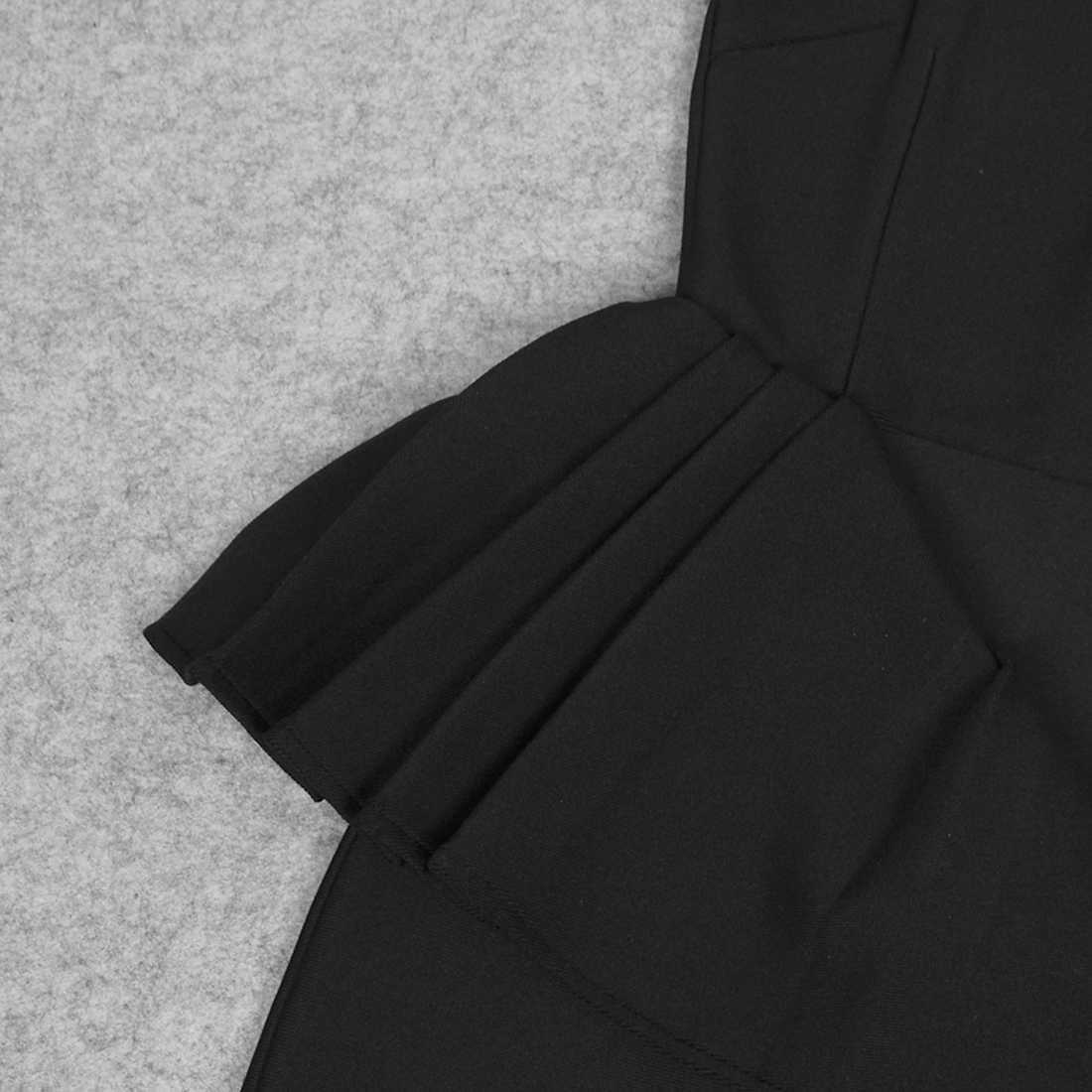 Summer Ladies Black One-Shoulder Short-Sleeved Club Bodycon Bandage Dress Sexy Ruffled Celebrity Party 210527