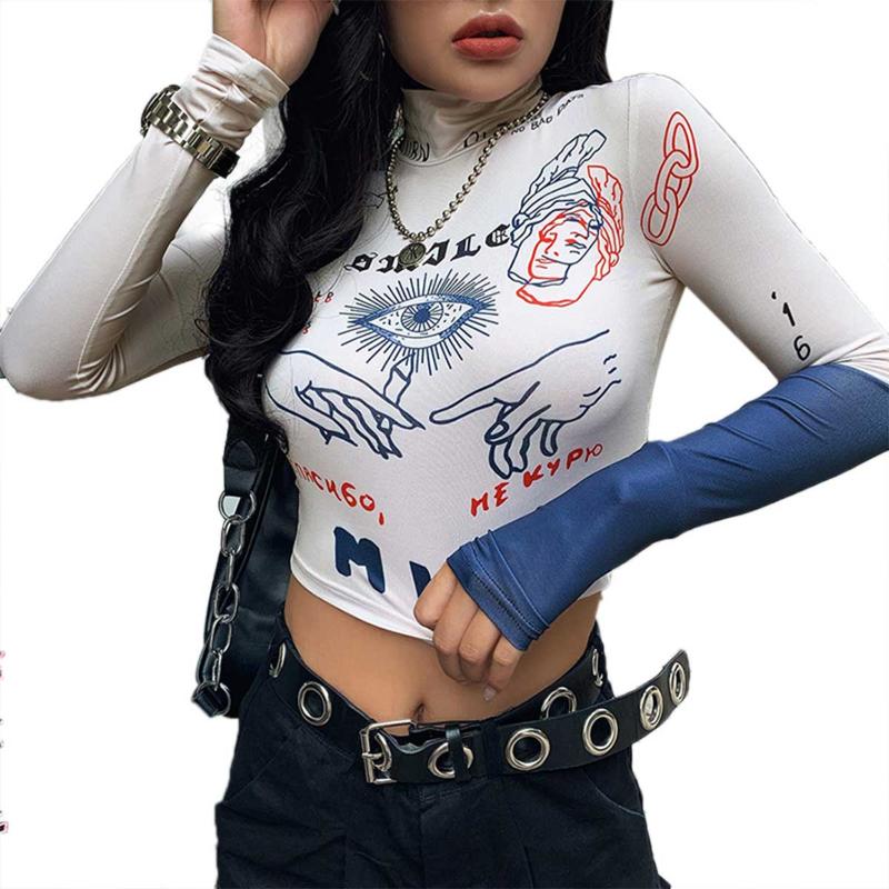 Women' T-Shirt Woman' Sexy Printed Base Short Tops Turtleneck Long Sleeve Splicing Midriff-baring Elastic Slim, Apricot
Women' T-Shirt Woman' Sexy Printed Base Short Tops Turtleneck Long Sleeve Splicing Midriff-baring Elastic Slim, Apricot