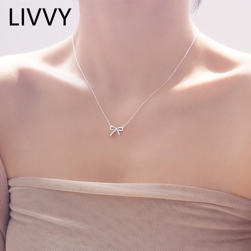 Pendant Necklaces LIVVY Delicate Silver Color Bowknot For Women Unique Design Fine Handmade Jewelry Gift
Pendant Necklaces LIVVY Delicate Silver Color Bowknot For Women Unique Design Fine Handmade Jewelry Gift