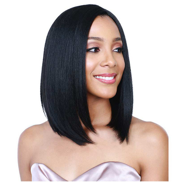 women wigs Medium part bangs straight hair shoulder-length fashion wig set for black women