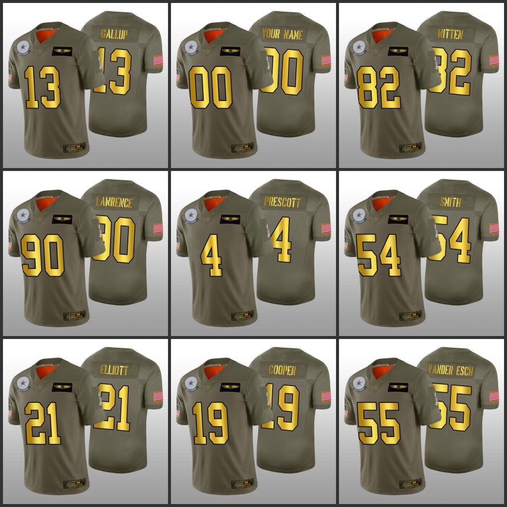 DallasCowboysMen #21 Ezekiel Elliott 4 Dak Prescott 19 Cooper Custom Women Youth Salute to Service Olive Golden Jersey, Black
DallasCowboysMen #21 Ezekiel Elliott 4 Dak Prescott 19 Cooper Custom Women Youth Salute to Service Olive Golden Jersey, Black