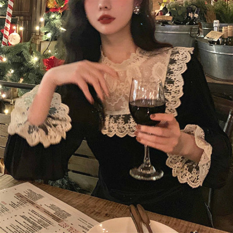 French Black Vintage Dress Women Spring Evening Party Dress Female Casual Retro Elegant Winter Dress Korean Cute 210521