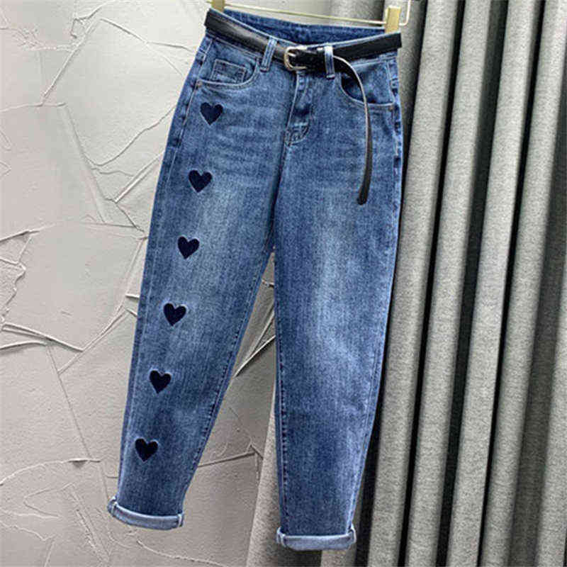 Women Denim Harem Pants Loose Casual Korean Mom Jean Boyfriend Jeans For mid Waist Plus Size 211129