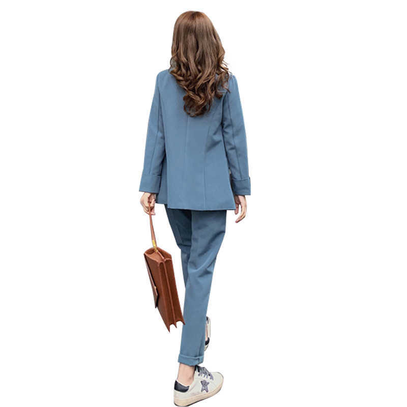 Women Suits Office Sets Long Sleeve Double-breasted Business Ladies Elegant Two-piece Blazer And Pants Set For 210603