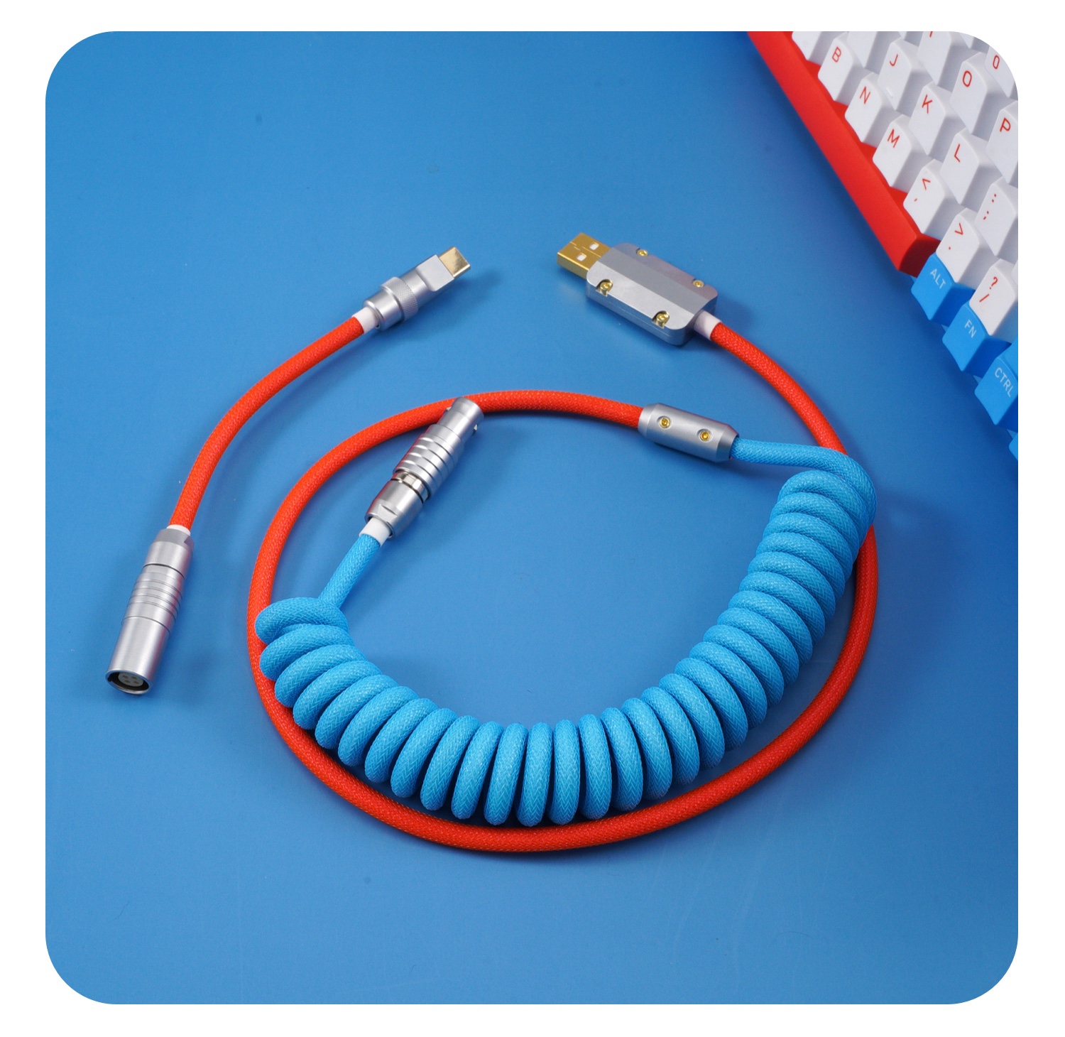 GeekCable Handmade Mechanical Keyboard Cable Theme Cable For IQUNIX F96 Sky City Colorway Line