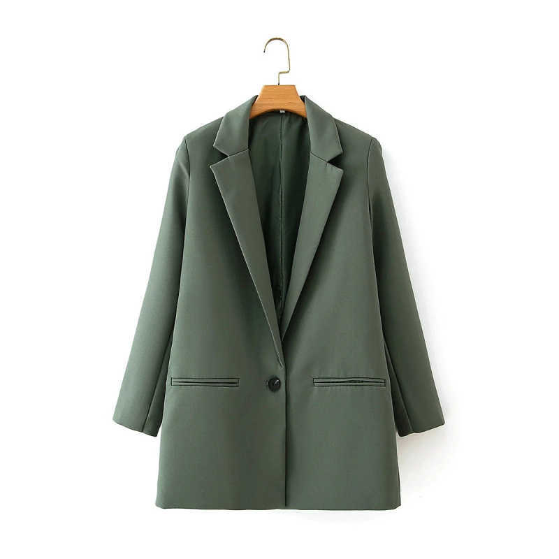 vintage women elegant green suits fashion ladies two piece set blazer casual female slim long suit girls chic 210527