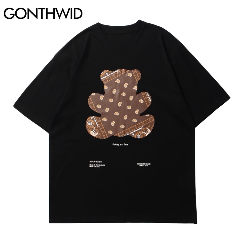 Bandana Paisley Bear Pattern Short Sleeve T-Shirts Hip Hop Men Streetwear Cotton Casual Harajuku Loose Tees Shirts Tops 210602, White
Bandana Paisley Bear Pattern Short Sleeve T-Shirts Hip Hop Men Streetwear Cotton Casual Harajuku Loose Tees Shirts Tops 210602, White