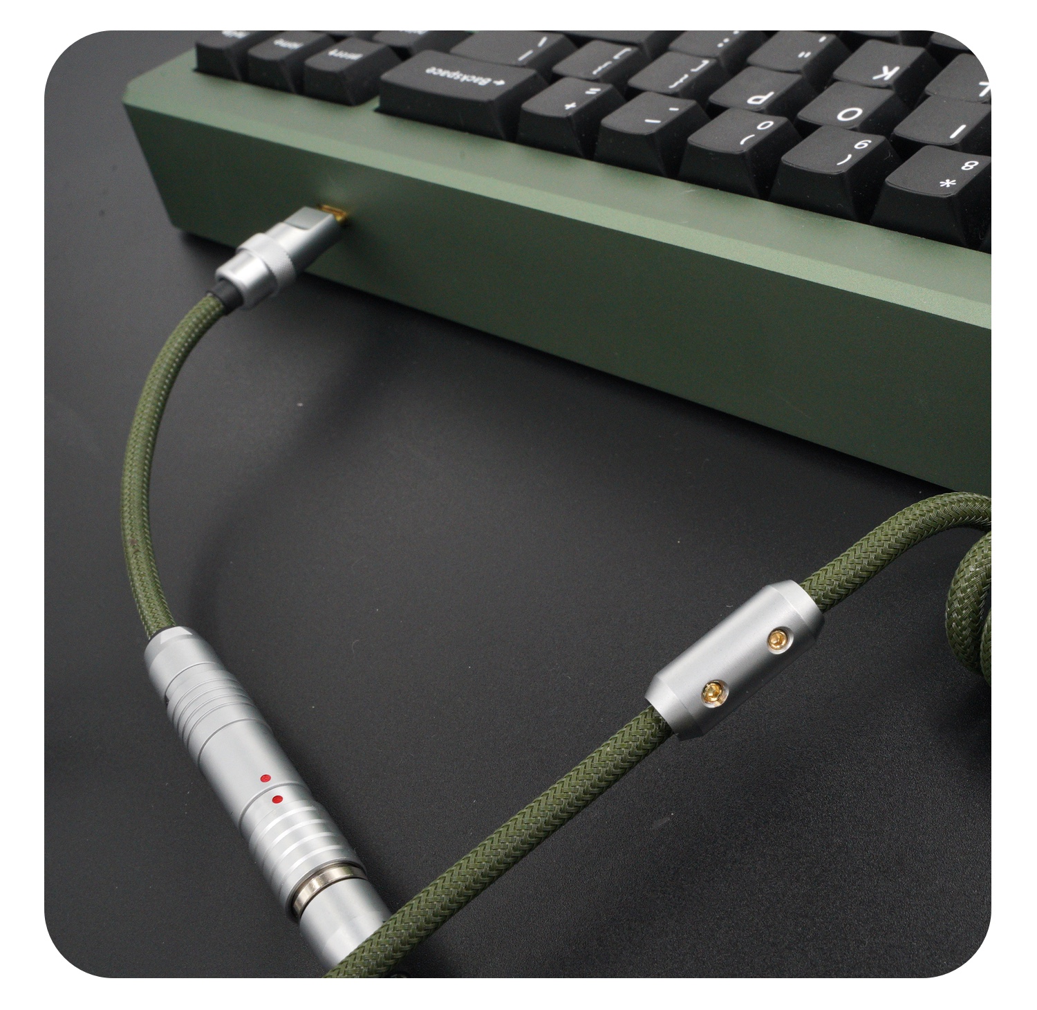 GeekCable Handmade Customized Mechanical Keyboard Data Cable For GMK Theme SP Keycaps Matrix Noah Theme Olive Green Color