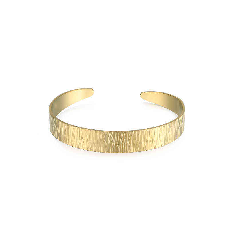 Statement Women Cuff Bangle 14k Stainless Steel Open Bracelet with Irregular Stripes High Quality Metal Jewelry Birthday Gifts
Statement Women Cuff Bangle 14k Stainless Steel Open Bracelet with Irregular Stripes High Quality Metal Jewelry Birthday Gifts