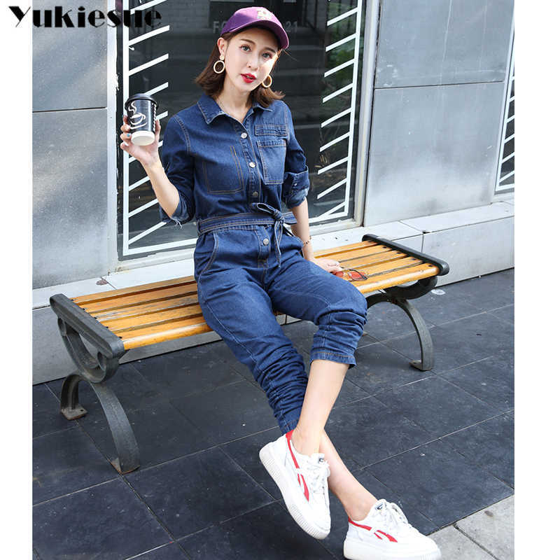 summer autumn sexy denim jumpsuit long women romper bodycon jeans overalls Casual fashion short sleeve party club wear 210608