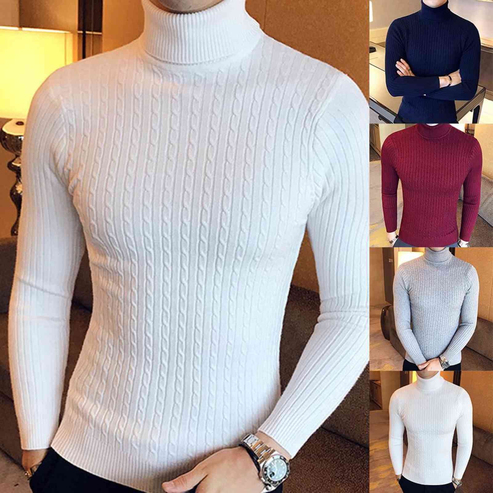 casual winter solid color turtle neck long sve twist slim sweater 's knitted sweaters pullover men knitwear, White;black
casual winter solid color turtle neck long sve twist slim sweater 's knitted sweaters pullover men knitwear, White;black