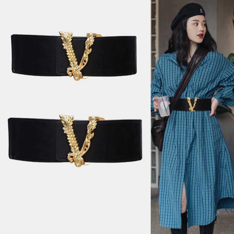 New Designer Women Decorative Elastic Wide Belt Luxury Golden Alloy Buckle Waist Belts for Dress Windbreaker Accessories Gift Q0625, Black
New Designer Women Decorative Elastic Wide Belt Luxury Golden Alloy Buckle Waist Belts for Dress Windbreaker Accessories Gift Q0625, Black