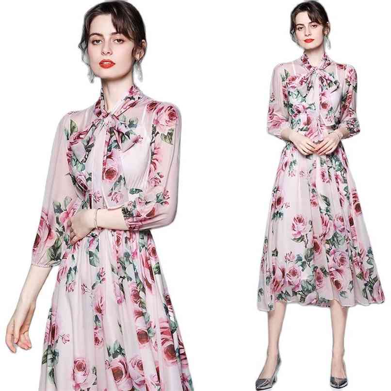 Fashionable Women's Dress Bow Neck Chiffon Printed Long Sleeve Elegant Summer Vacation Style Mid-length Skirt 210520, Mixed color
Fashionable Women's Dress Bow Neck Chiffon Printed Long Sleeve Elegant Summer Vacation Style Mid-length Skirt 210520, Mixed color