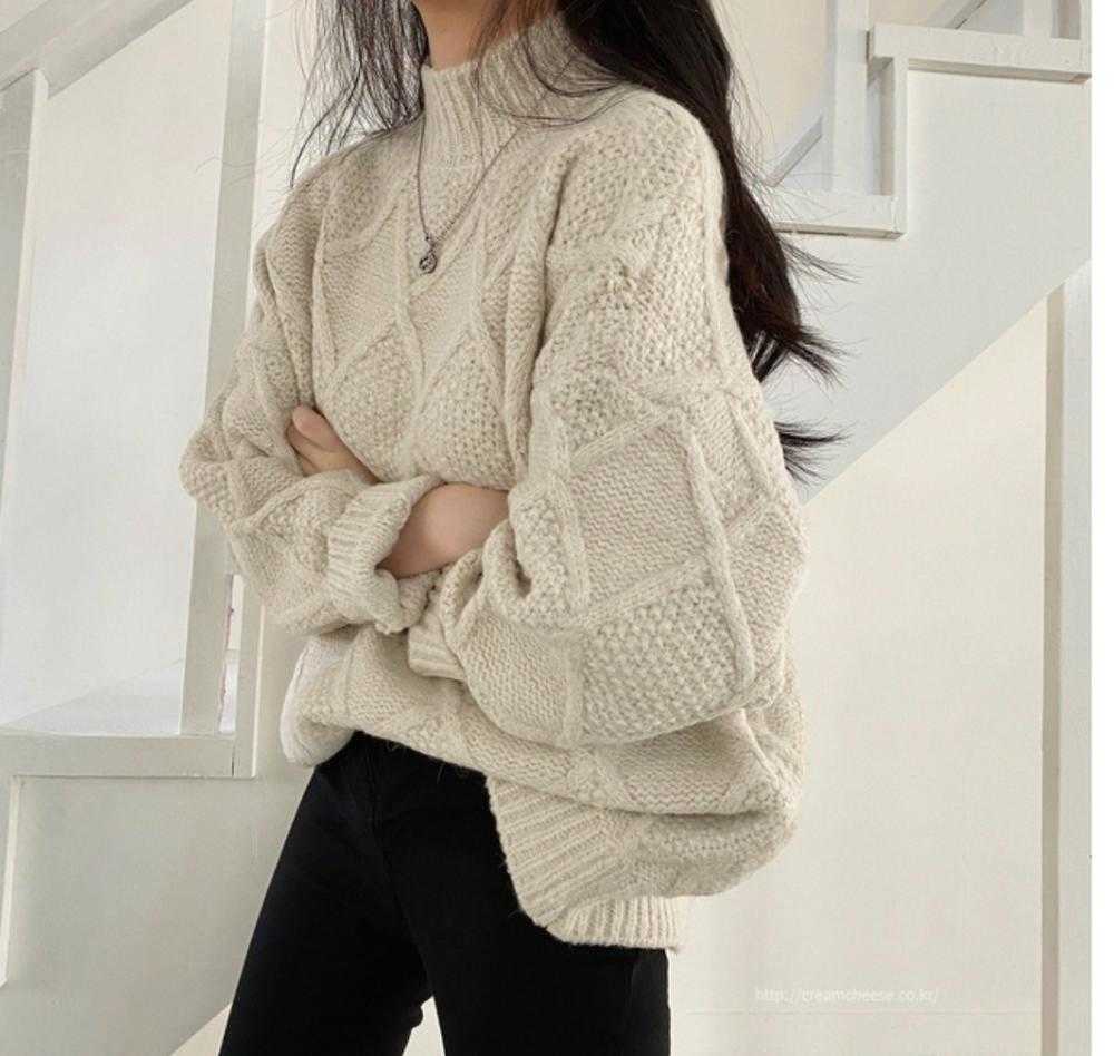 Qooth CHIC Winter Spring Women Casual Sweater Full Sleeve Pullovers Twisted Knitted Loose Midi Length Jumper QT276 210609