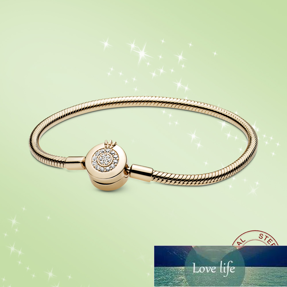 NEW Bracelet Sterling Silver Moments Sparkling Crown O Snake Chain Bracelet for Women Symbol Signature Silver Jewelry Factory price expert design Qual