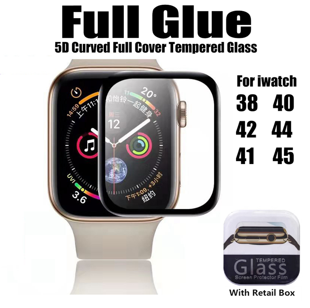 5D Full Glue Full Coverage Tempered Glass Screen Protector For apple watch 7 iwatch 45 41 40 42 38 44 with retail package
5D Full Glue Full Coverage Tempered Glass Screen Protector For apple watch 7 iwatch 45 41 40 42 38 44 with retail package