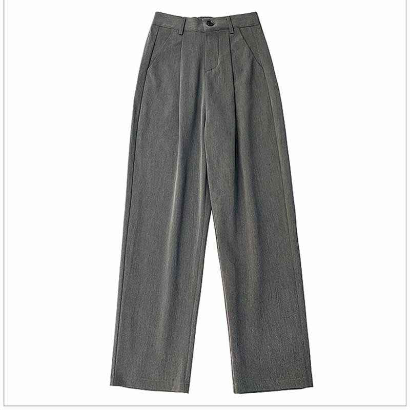 Autumn Office Lady Long Trousers Loose Women Suit Pants High Waist Pant Solid Female Wide Leg with Gray Black 10717 210518