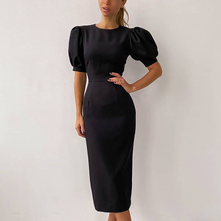 Nomikuma Spring Summer Puff Short Sleeve Women Dress Fashion Elegant Bodycorn Dresses Korean High Waist Dresses 6G245 210427