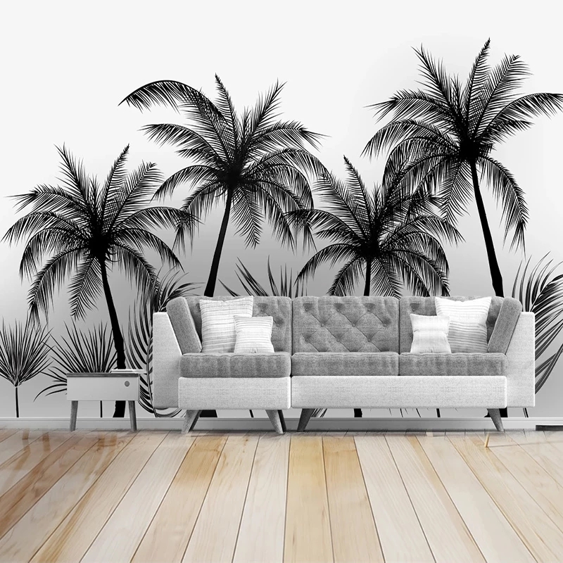 Custom Photo Wallpaper 3D Black And White Coconut Trees Mural Living Room TV Bedroom Decor Waterproof