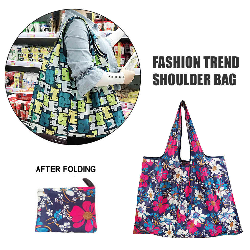 Shoulder shopping bags of women folding eco supermarket purse applies to household, course, shopping ect