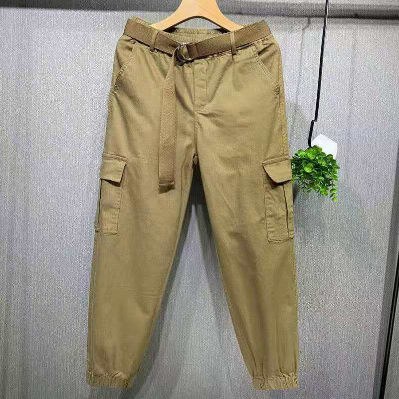 Spring Summer Korea Fashion Women Elastic Waist Anklelength Loose Pants Allmatched Casual Tooling Harem Plus Size S988 210512