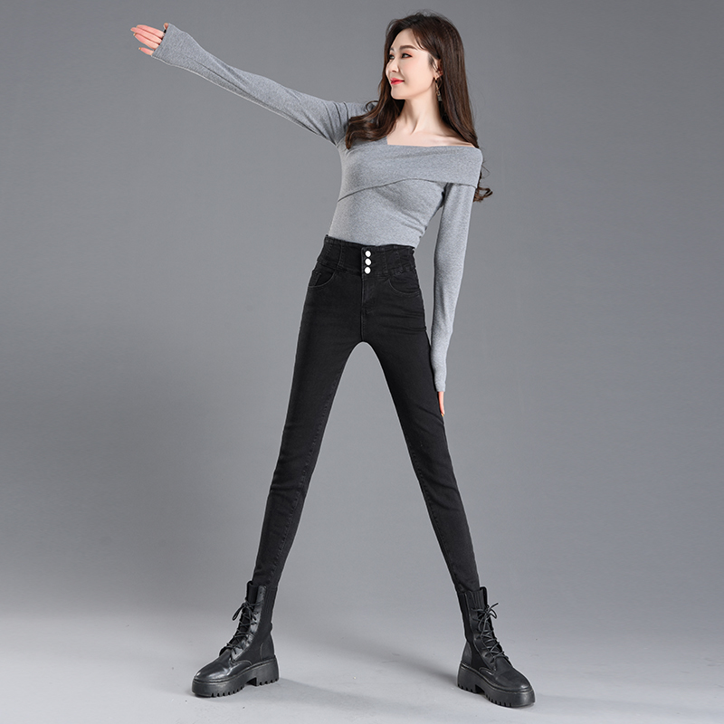 Autumn Skinny High Waist Jeans Woman Denim Trousers Blue Boyfriend Style Women Casual Black Pencil Pants 10835 210518