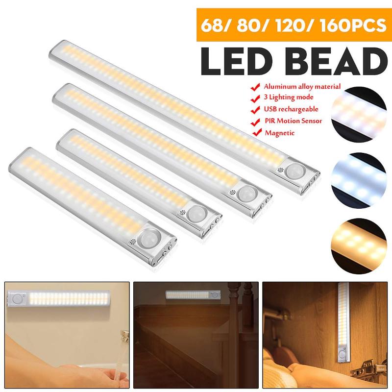 160/120/80 LED Closet Light 3 Mode USB Rechargeable Motion Sensor Under Cabinet Lights 22-40cm Leds Bar For Home Decoration
160/120/80 LED Closet Light 3 Mode USB Rechargeable Motion Sensor Under Cabinet Lights 22-40cm Leds Bar For Home Decoration