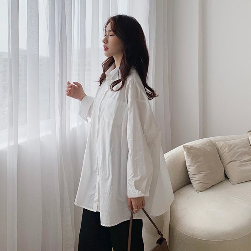 Autumn Women Casual Plus Size Blouse Women's Shirts Long Solid Korean Tops Fashion Cotton Lady Clothes Blusas 10359 210518