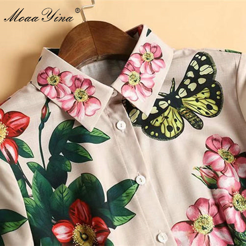 Fashion Runway dress Spring Summer Women's Dress Floral-Print Elegant Lace up Dresses 210524